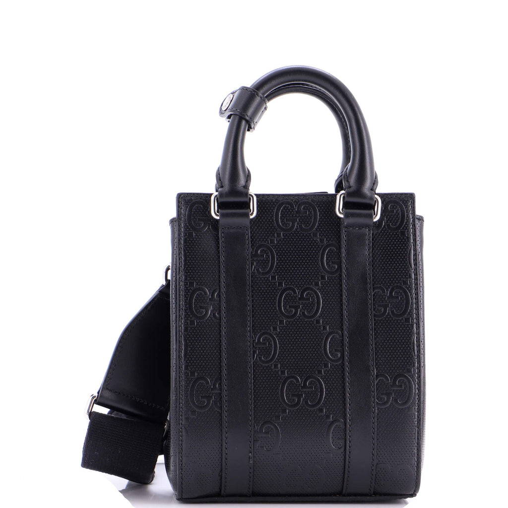 Vertical Tote GG Embossed Perforated Leather Mini