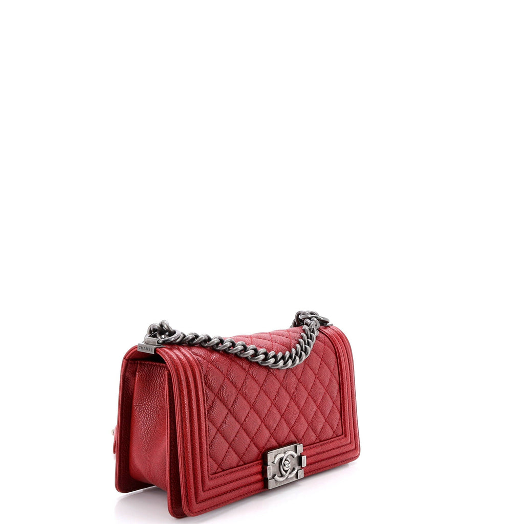 Boy Flap Bag Quilted Caviar Old Medium
