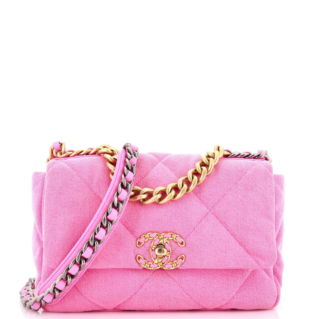 19 Flap Bag Quilted Denim Medium