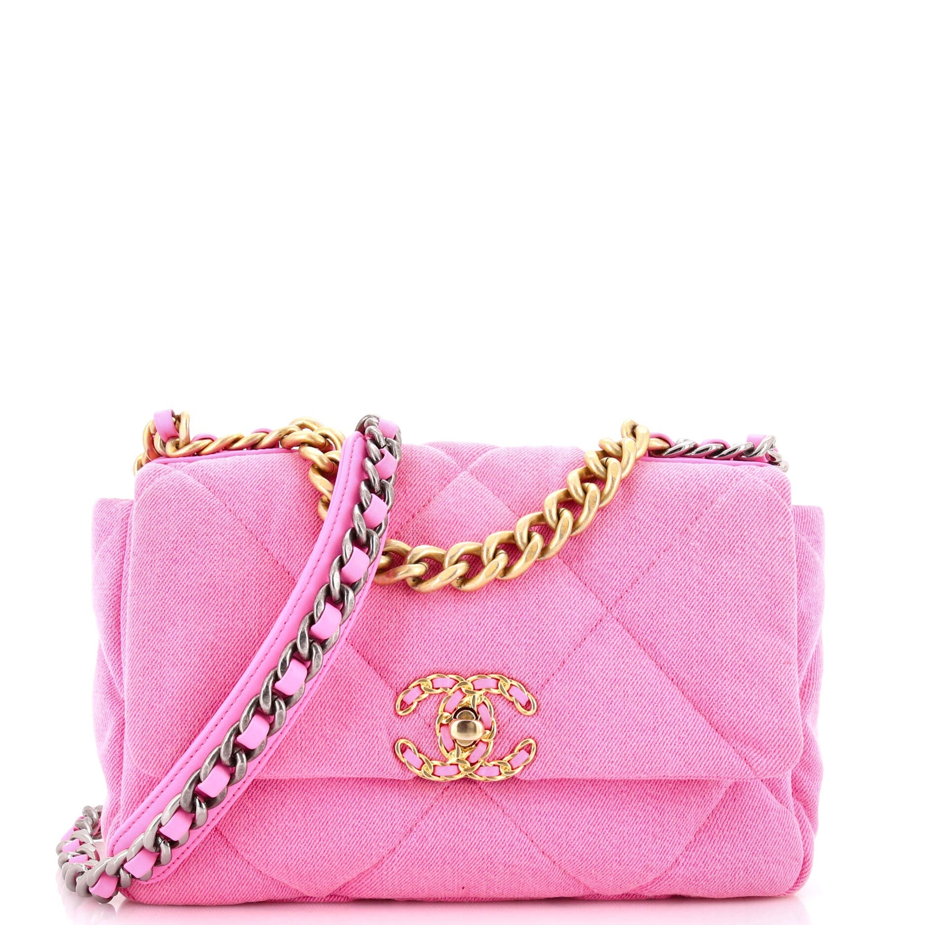 19 Flap Bag Quilted Denim Medium