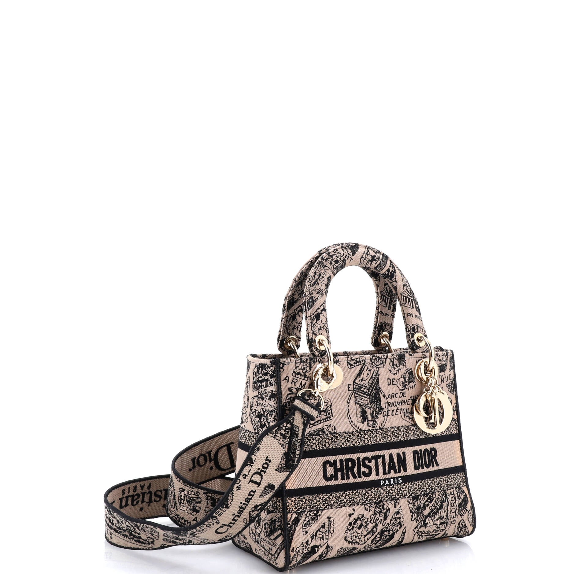Lady D-Lite Bag Embroidered Canvas Medium