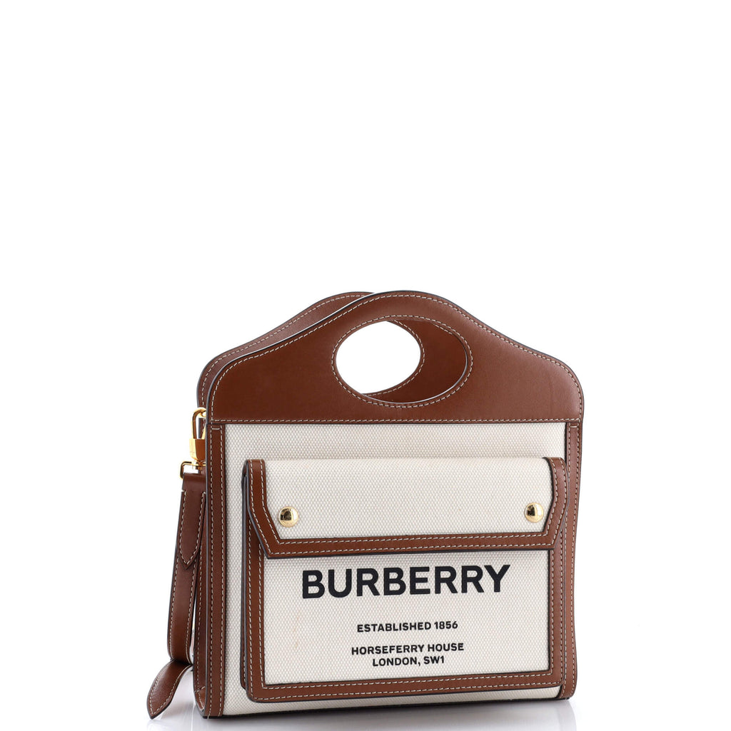 Logo Pocket Tote Canvas with Leather Mini