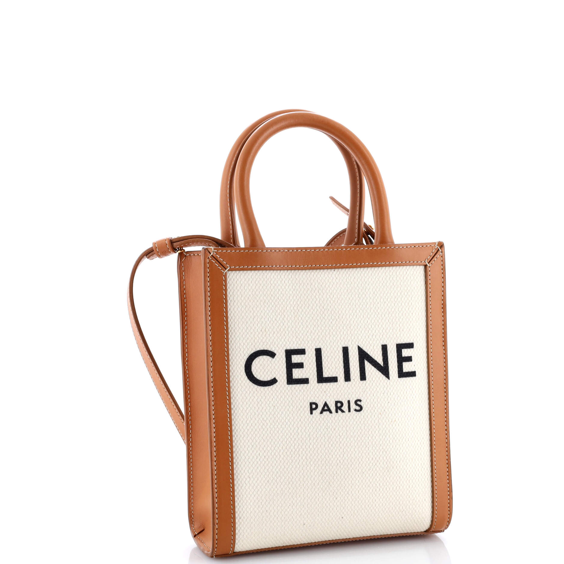 Vertical Cabas Tote Canvas with Leather Mini