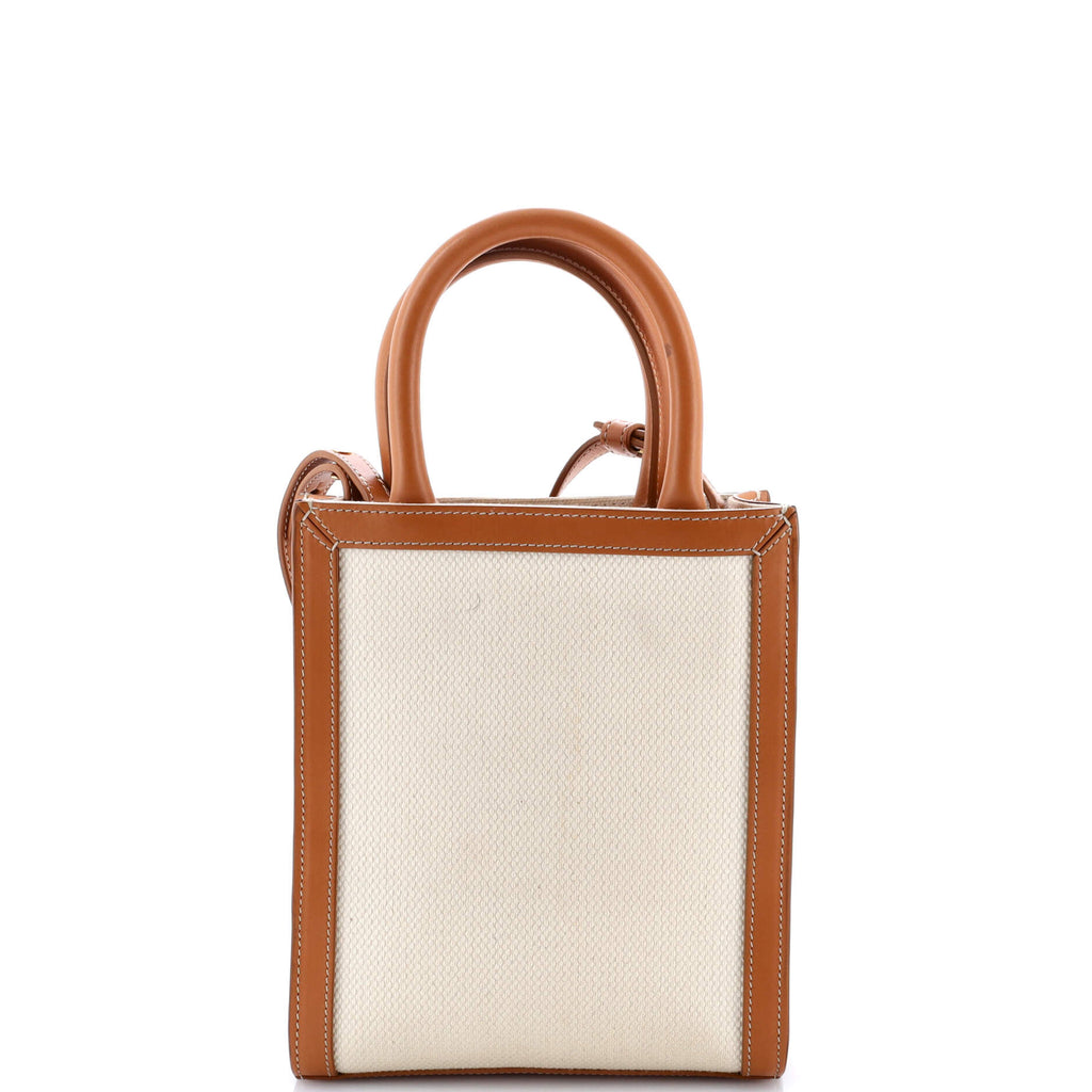 Vertical Cabas Tote Canvas with Leather Mini