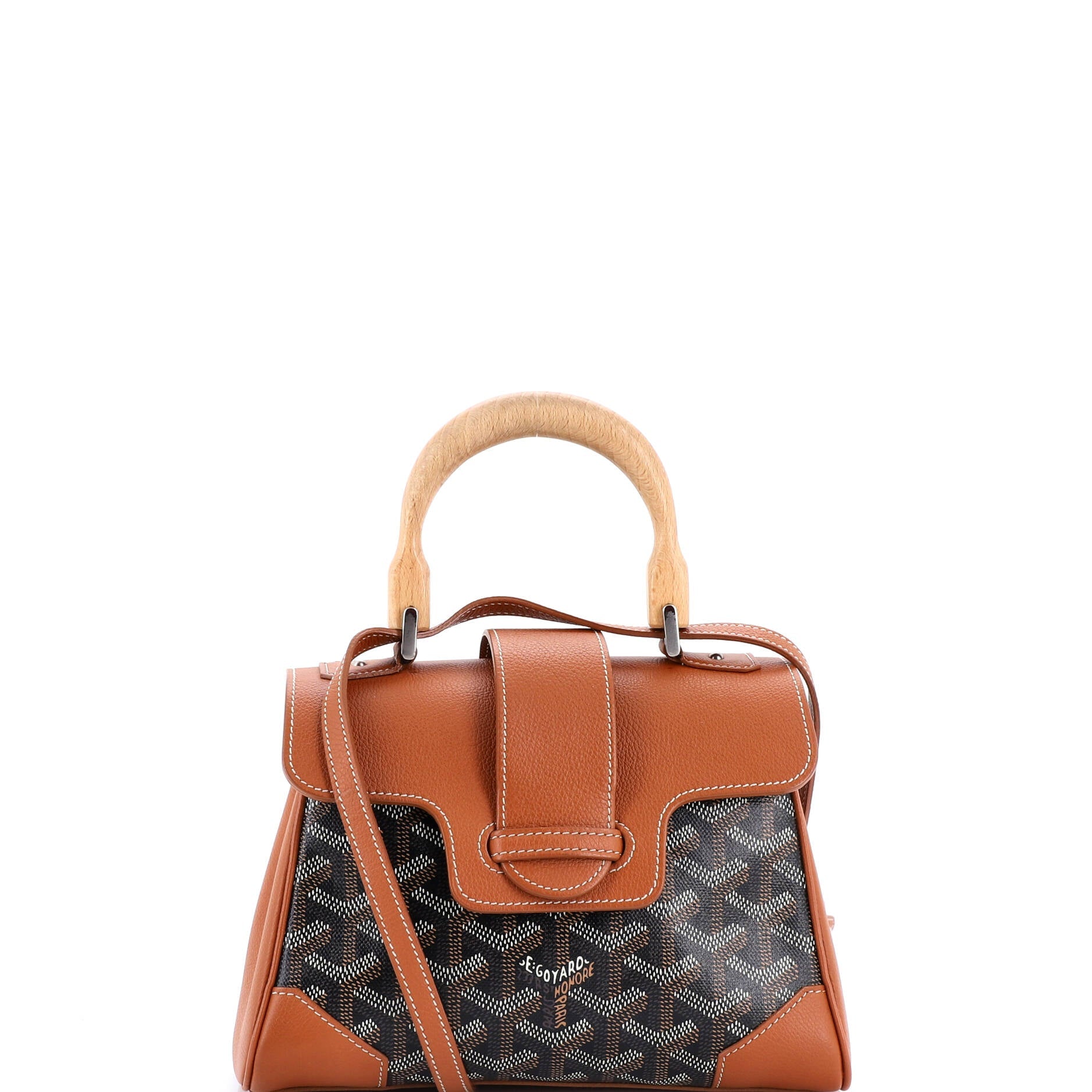 Saigon Top Handle Bag Coated Canvas with Leather Mini