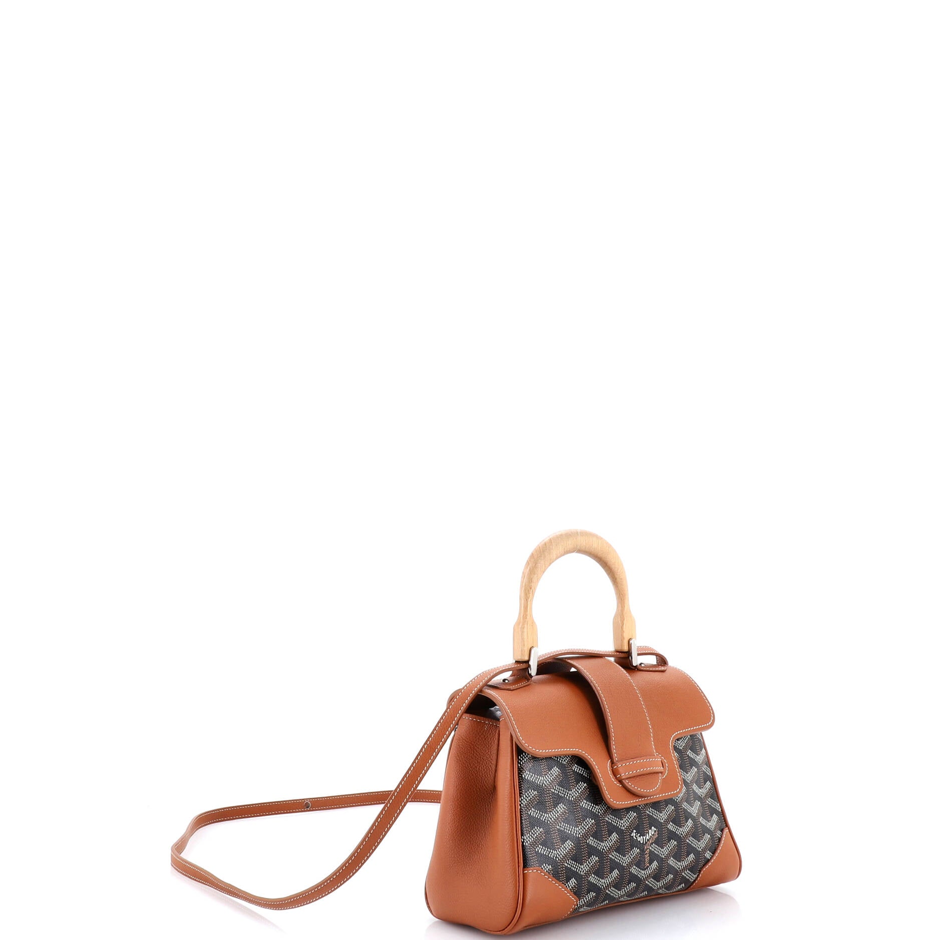 Saigon Top Handle Bag Coated Canvas with Leather Mini