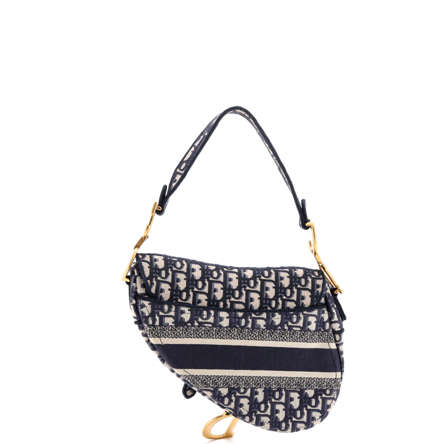Saddle Handbag Logo Embroidered Oblique Canvas Medium