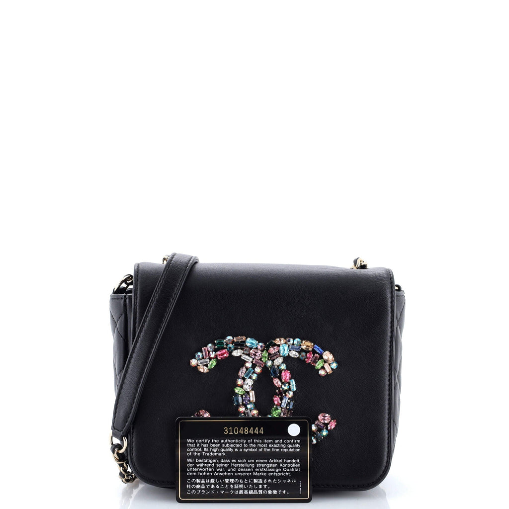 Giant Crystal CC Flap Bag Lambskin Mini