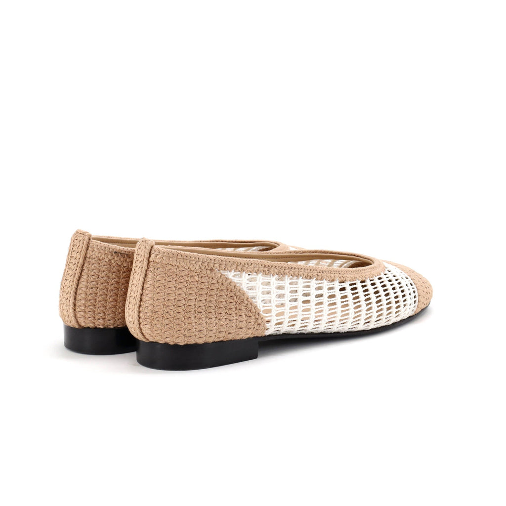Women's CC Cap Toe Ballerina Flats Crochet Raffia