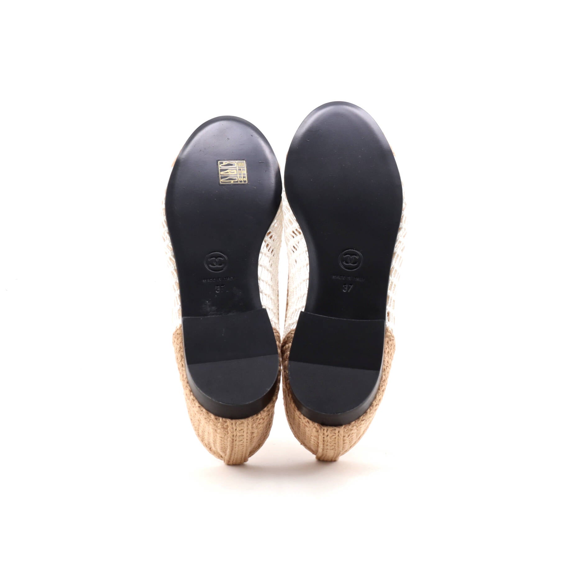 Women's CC Cap Toe Ballerina Flats Crochet Raffia
