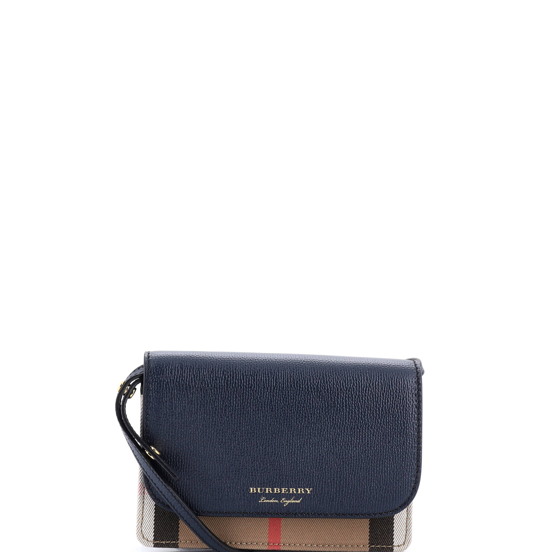 Hampshire Wallet on Chain Leather and House Check Canvas