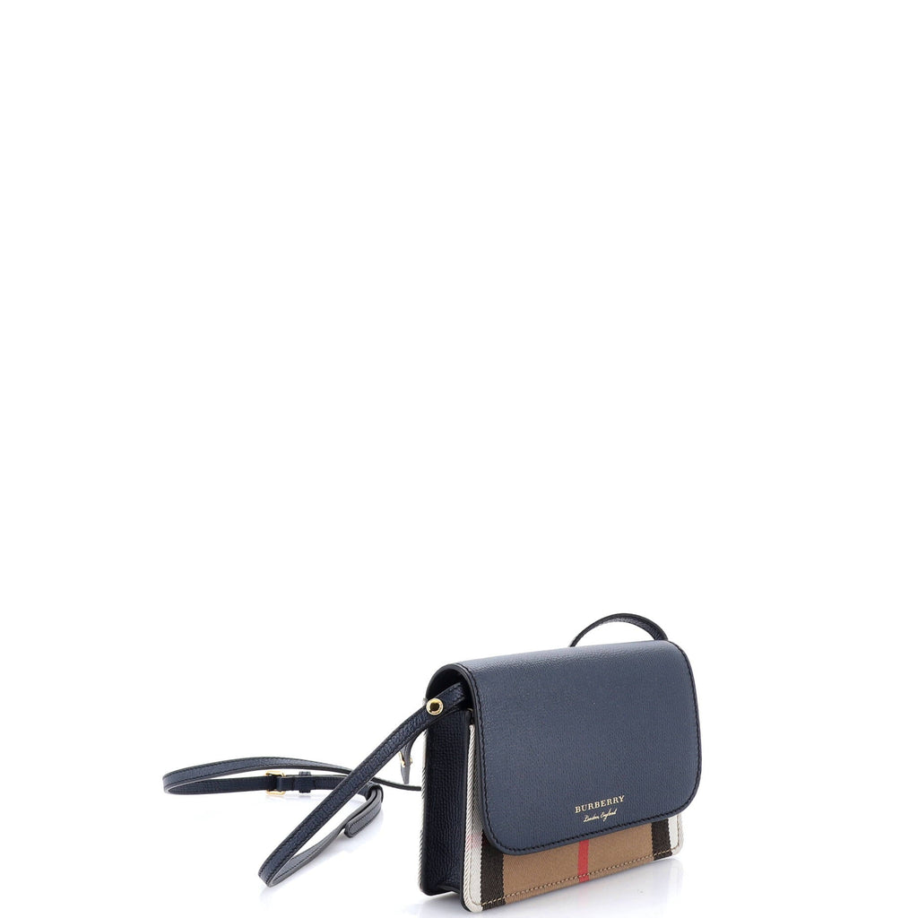 Hampshire Wallet on Chain Leather and House Check Canvas