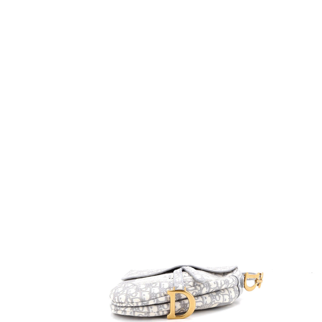 Saddle Handbag Logo Embroidered Oblique Canvas Medium
