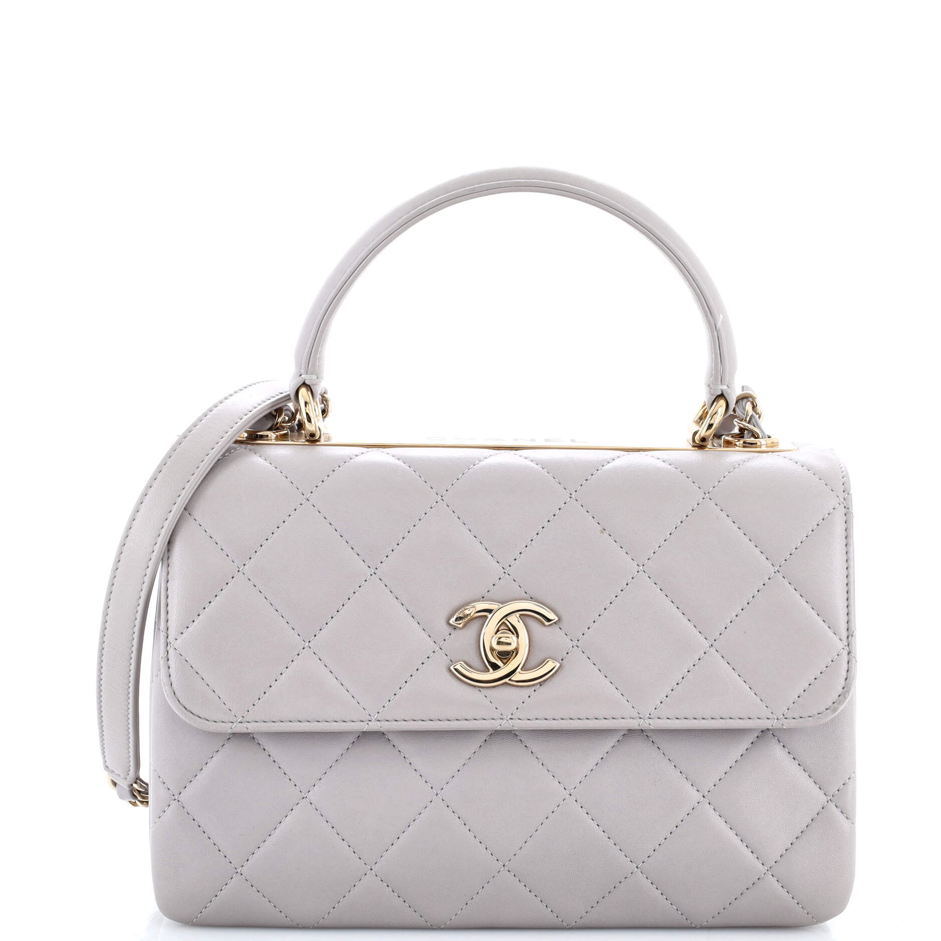Trendy CC Top Handle Bag Quilted Lambskin Medium