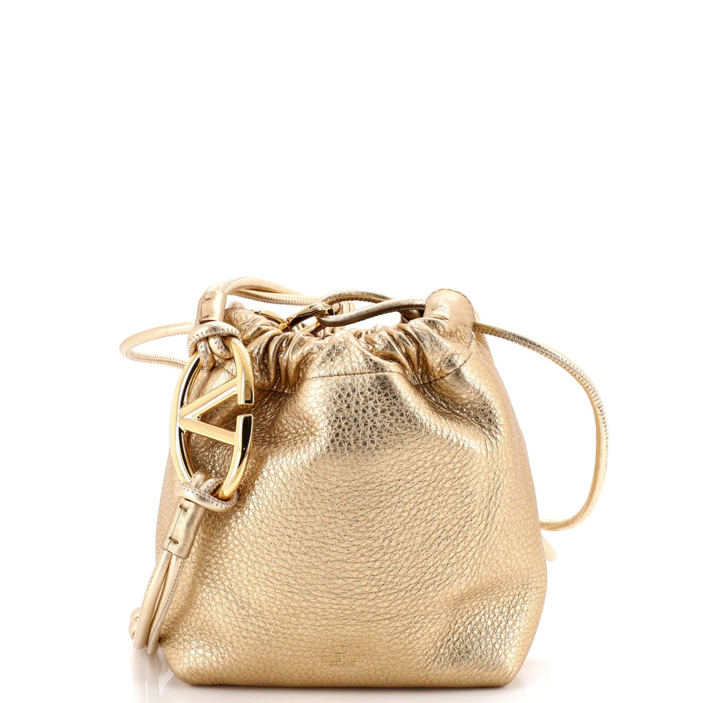 VLogo Pouf Bucket Bag Leather Mini