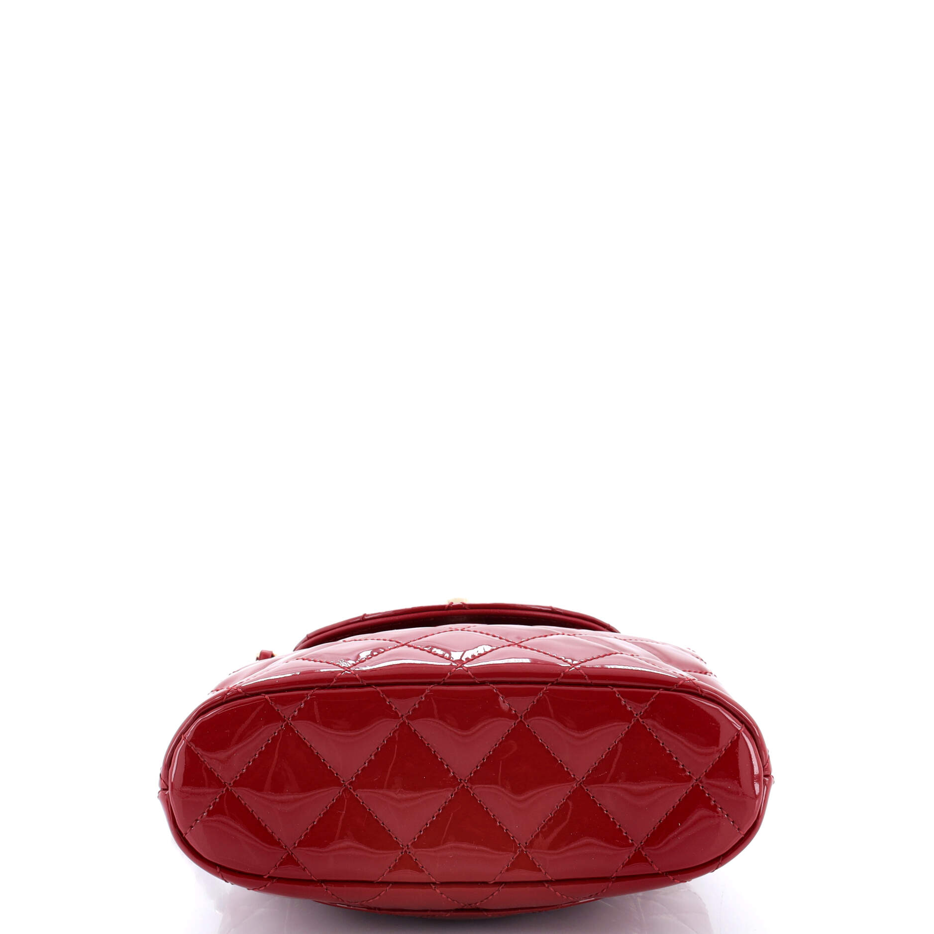 CC Curved Flap Chain Shoulder Bag Quilted Patent Small