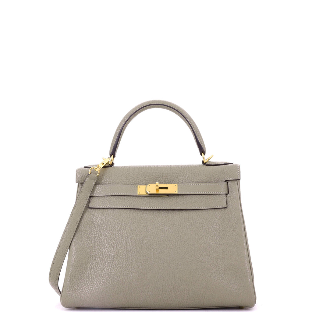 Kelly Handbag Sauge Clemence with Gold Hardware 28