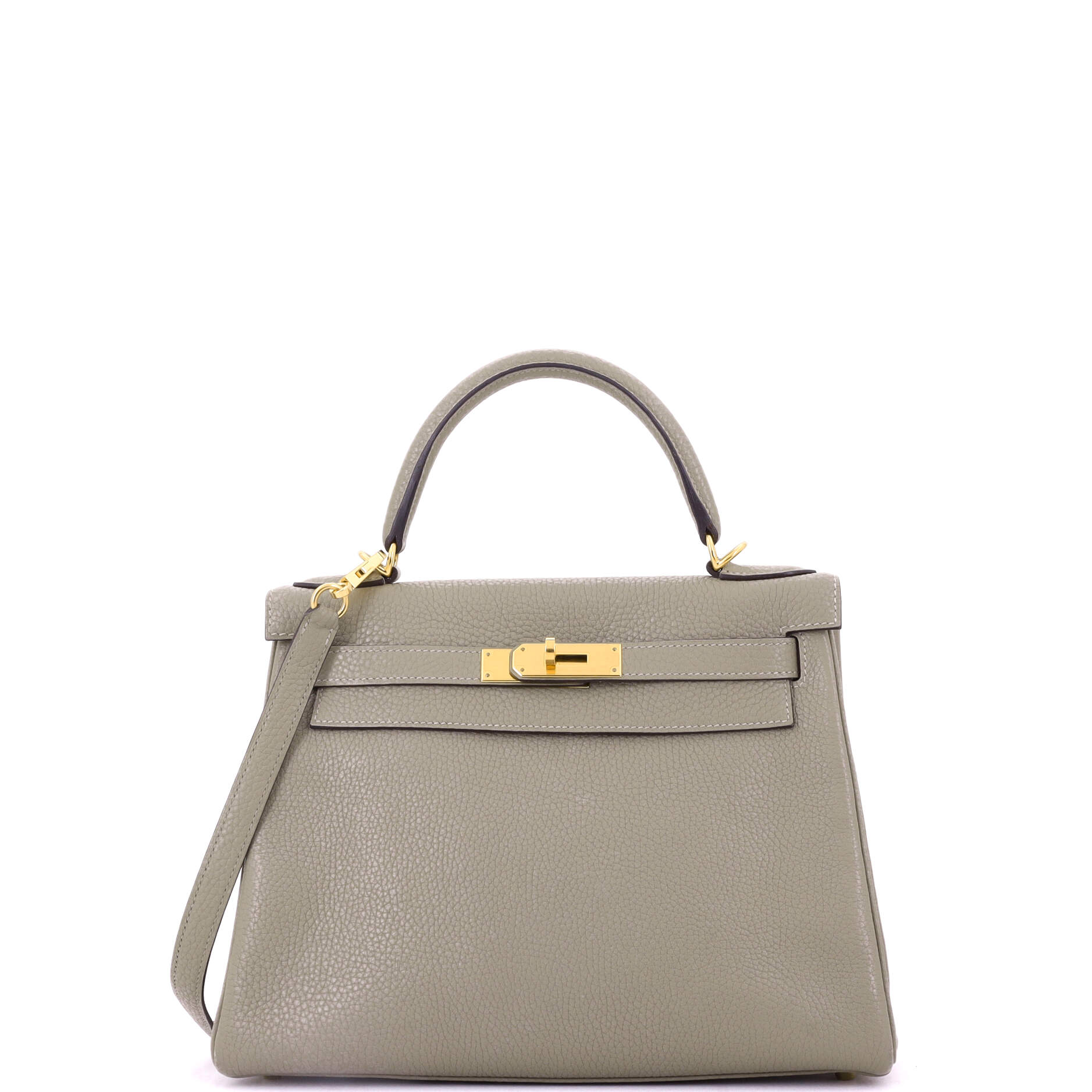 Kelly Handbag Sauge Clemence with Gold Hardware 28