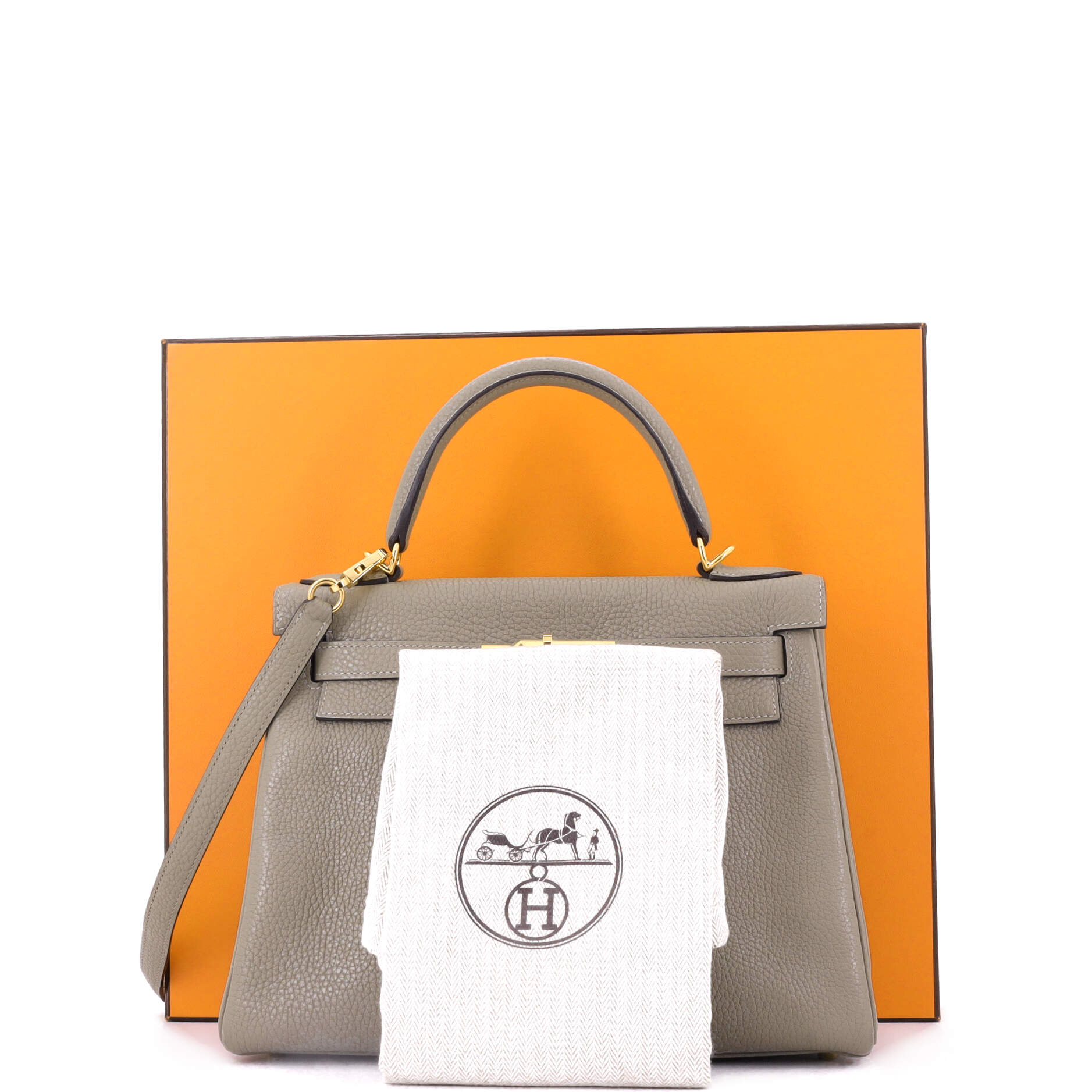 Kelly Handbag Sauge Clemence with Gold Hardware 28