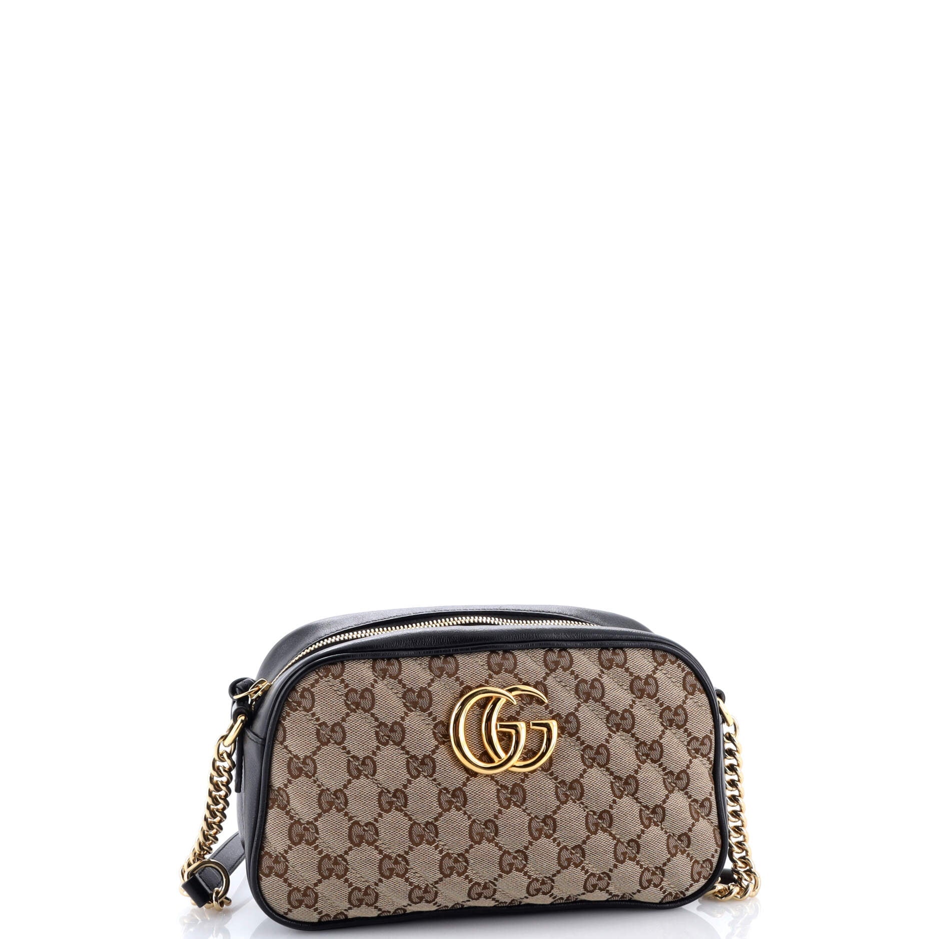 GG Marmont Shoulder Bag Diagonal Quilted GG Canvas with Leather Small