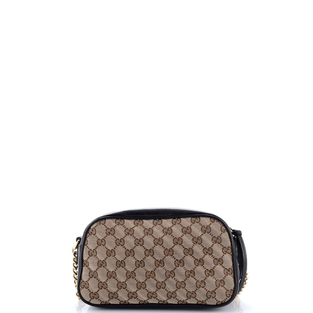 GG Marmont Shoulder Bag Diagonal Quilted GG Canvas with Leather Small