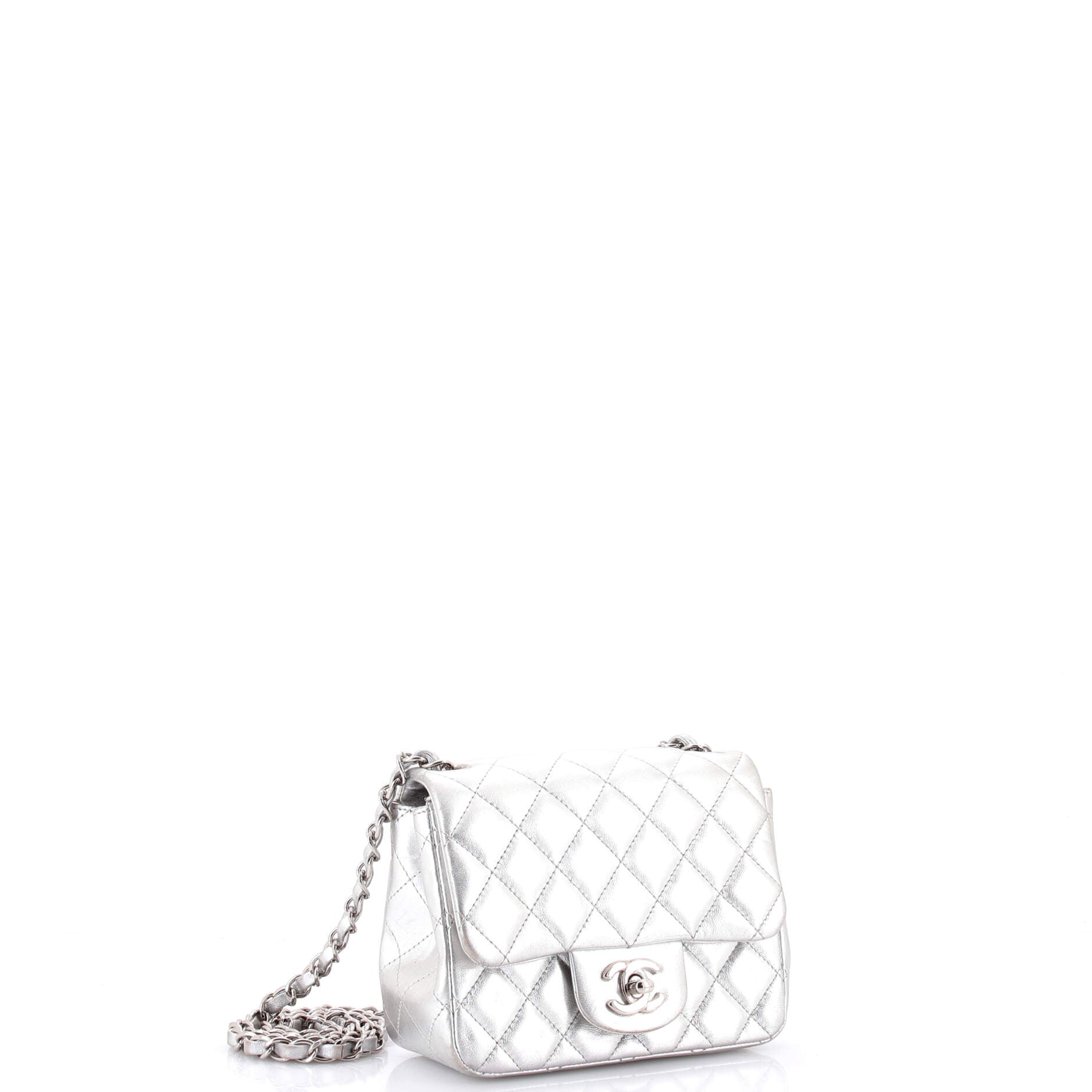 Vintage Square Classic Single Flap Bag Quilted Lambskin Mini