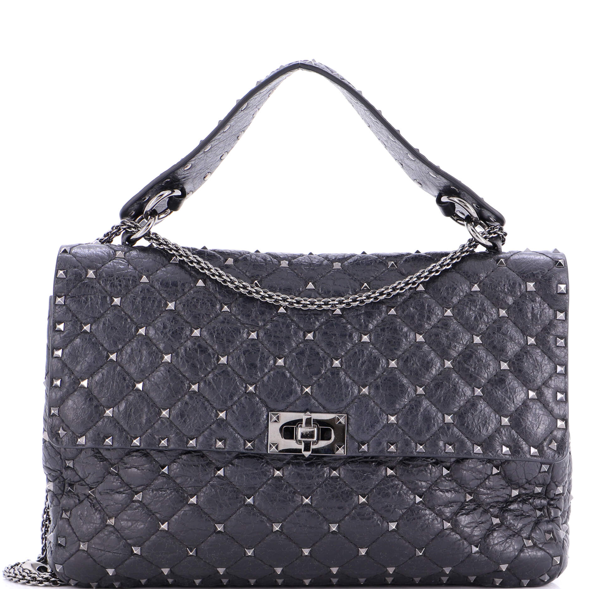 Rockstud Spike Flap Bag Quilted Leather Large