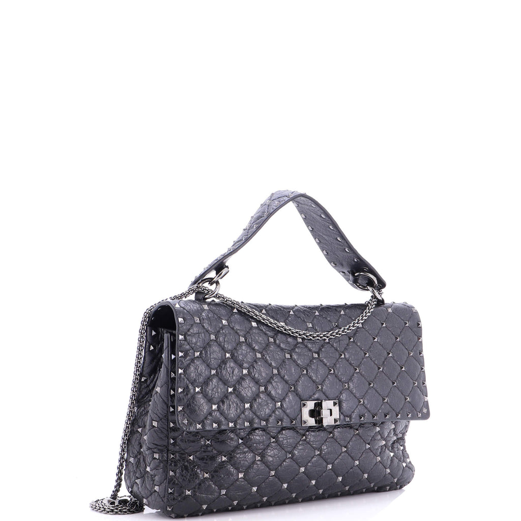 Rockstud Spike Flap Bag Quilted Leather Large