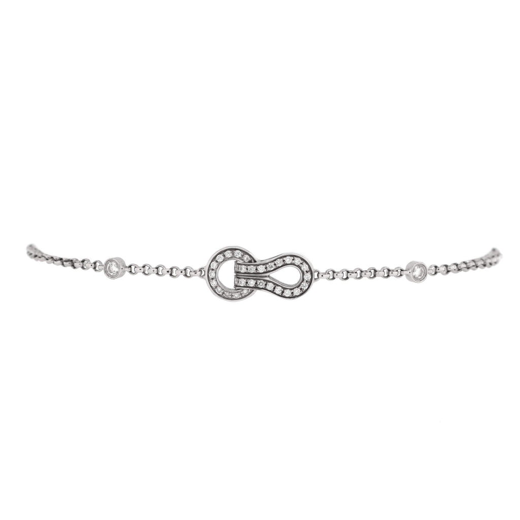 Agrafe Cable Chain Bracelet 18K White Gold with Diamonds