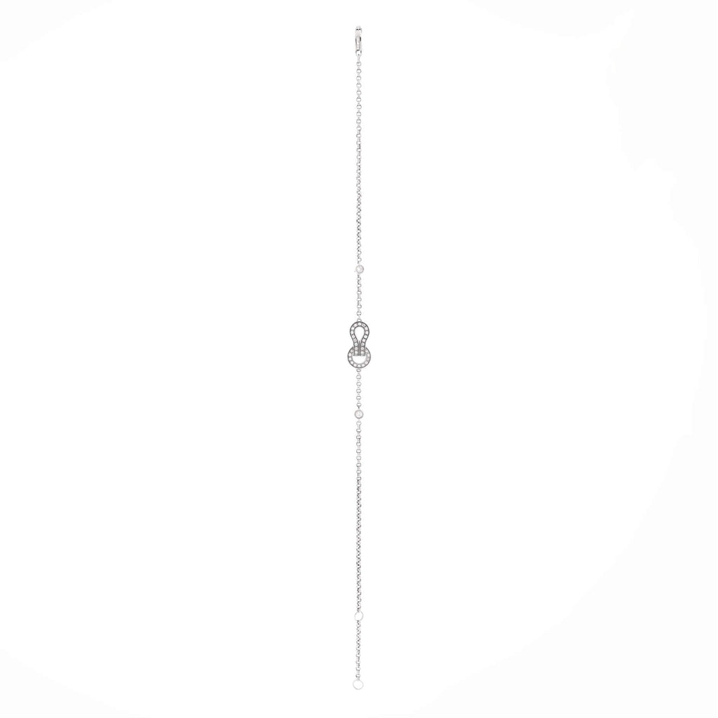 Agrafe Cable Chain Bracelet 18K White Gold with Diamonds