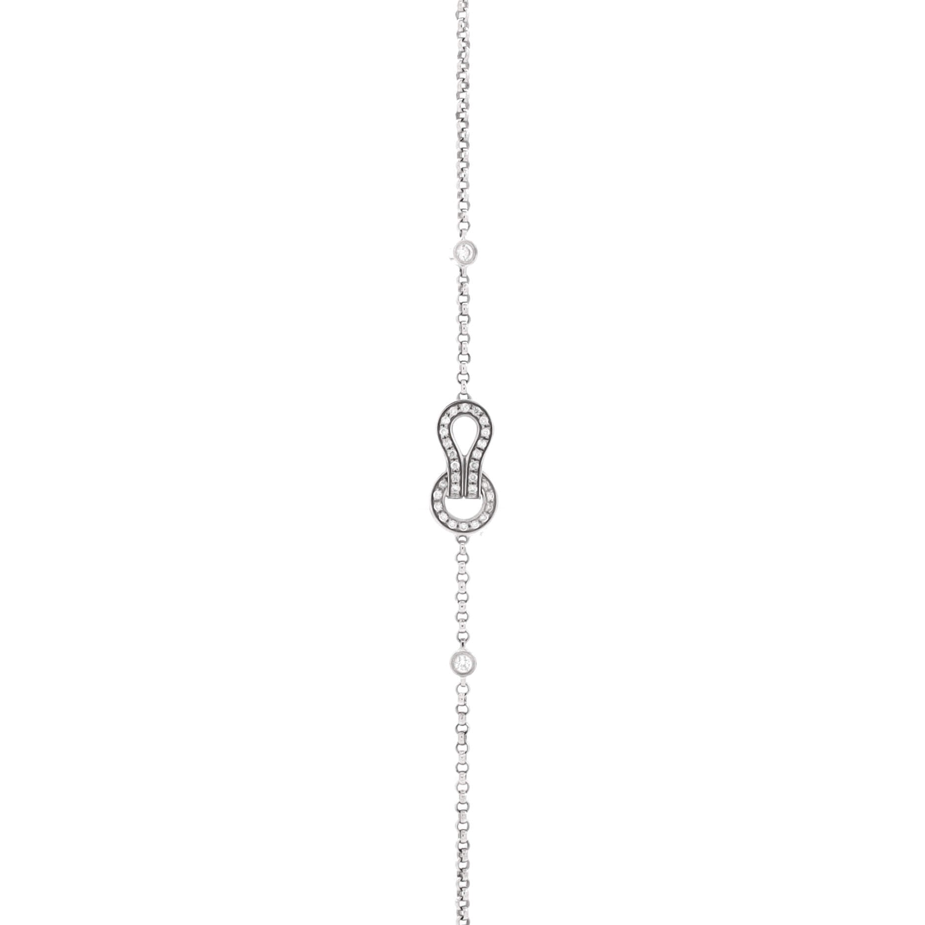 Agrafe Cable Chain Bracelet 18K White Gold with Diamonds