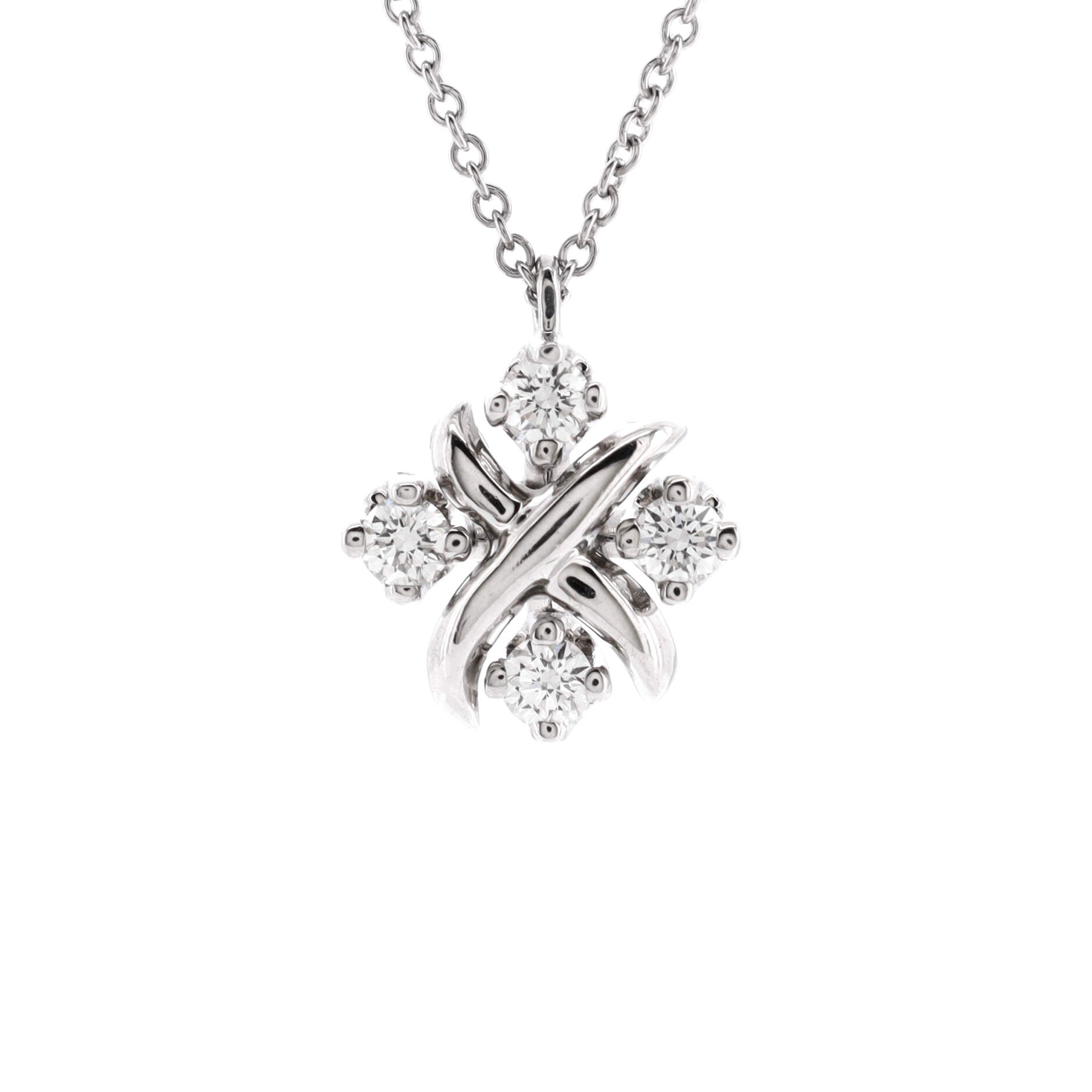 Schlumberger Lynn Pendant Necklace Platinum with Diamonds