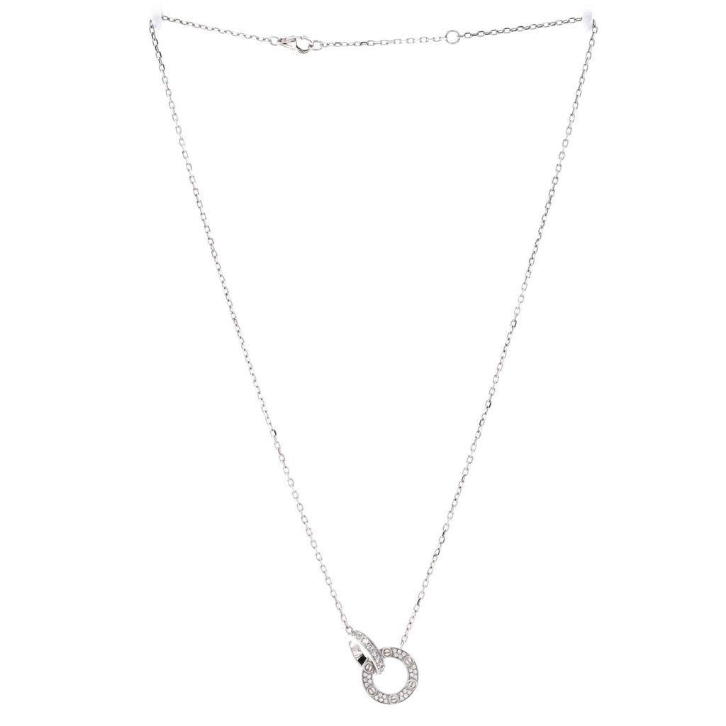 Love Interlocking Pave Necklace 18K White Gold and Diamonds