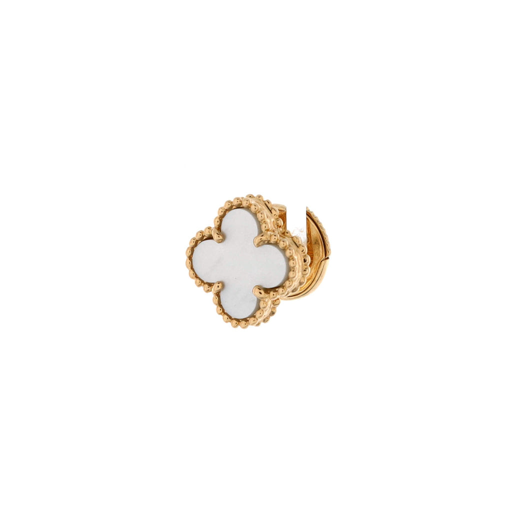 Sweet Alhambra Stud Earrings 18K Yellow Gold and Mother of Pearl
