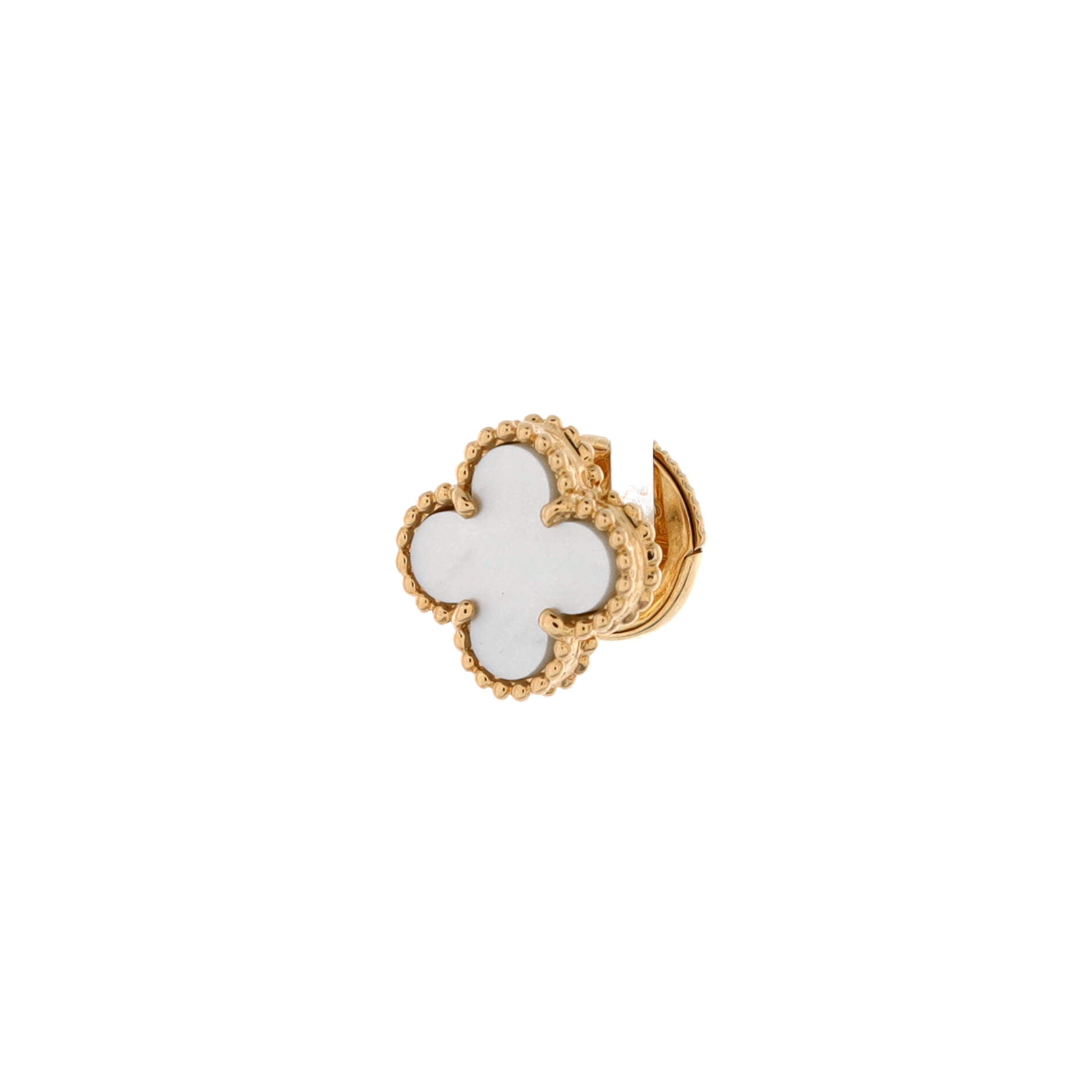 Sweet Alhambra Stud Earrings 18K Yellow Gold and Mother of Pearl