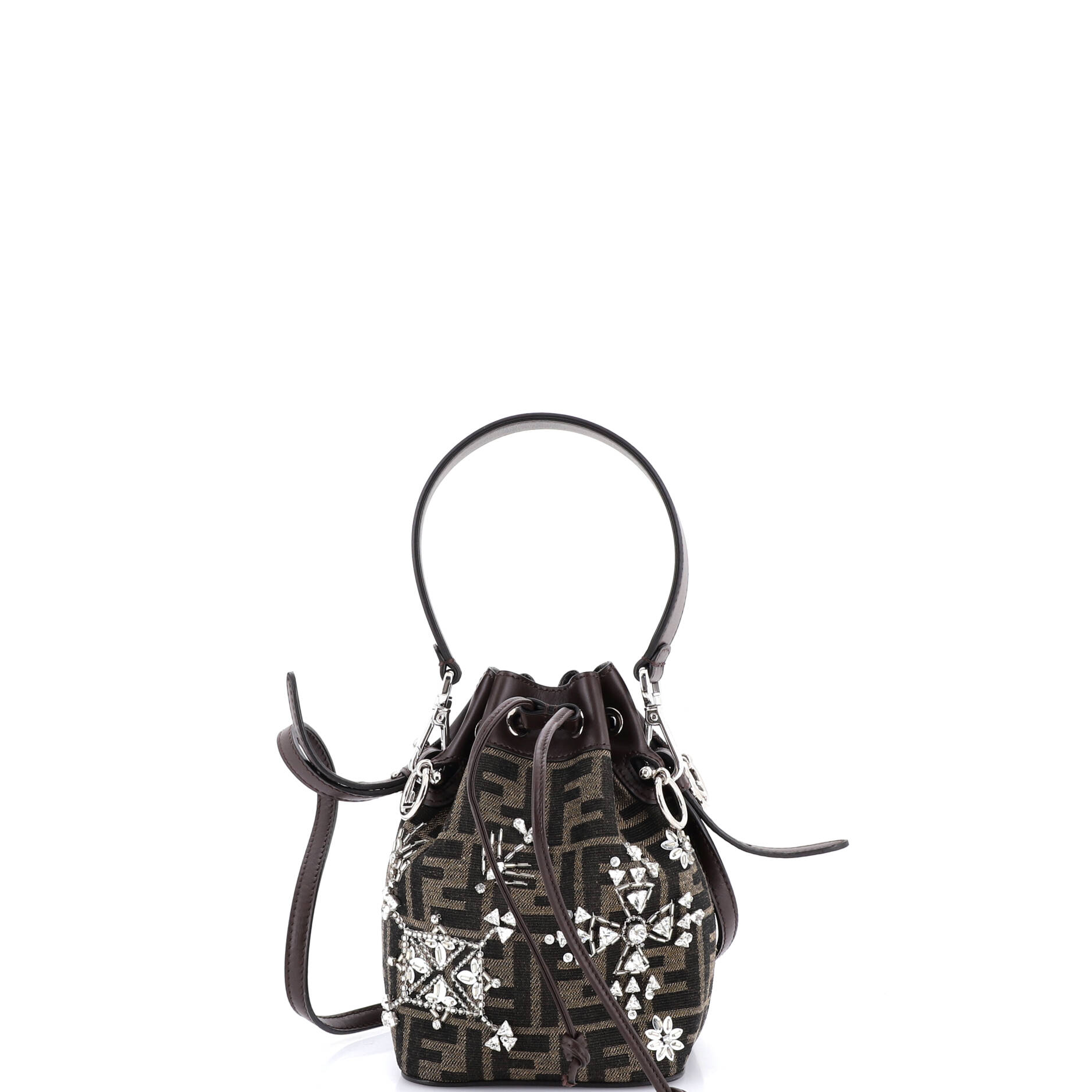 Mon Tresor Bucket Bag Crystal Embellished Zucca Canvas Mini