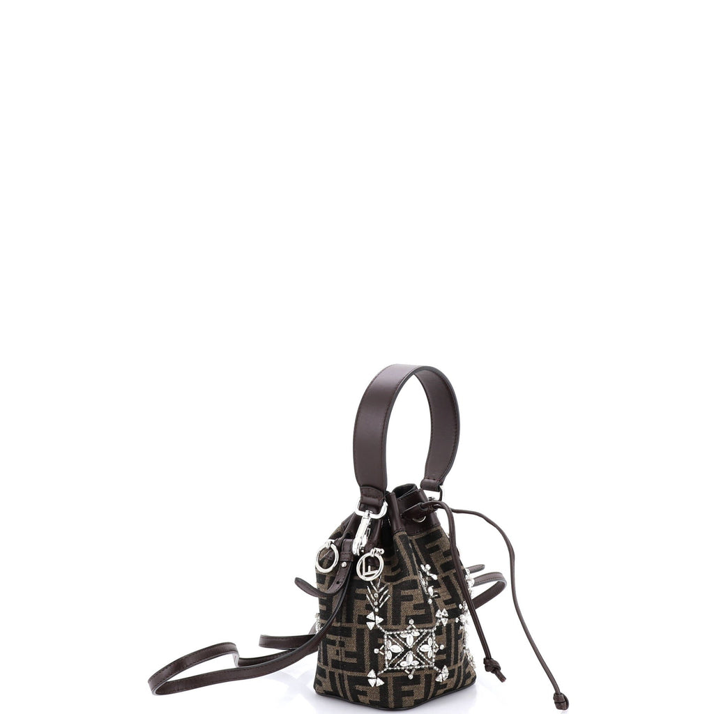 Mon Tresor Bucket Bag Crystal Embellished Zucca Canvas Mini