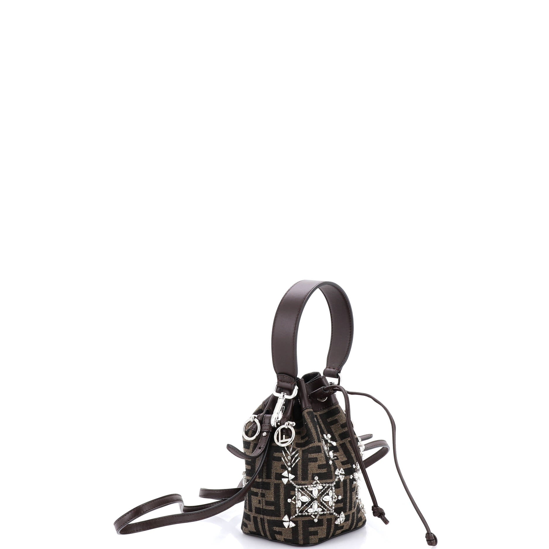 Mon Tresor Bucket Bag Crystal Embellished Zucca Canvas Mini