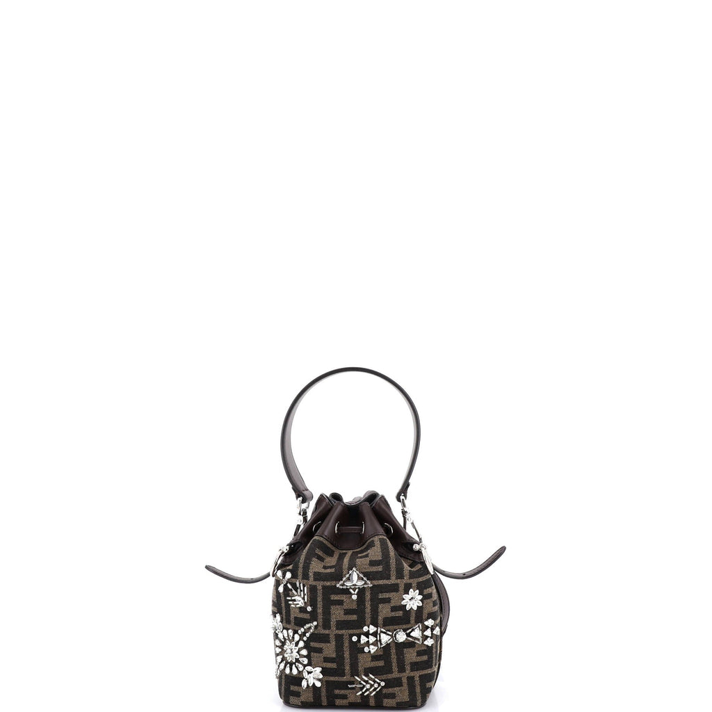Mon Tresor Bucket Bag Crystal Embellished Zucca Canvas Mini