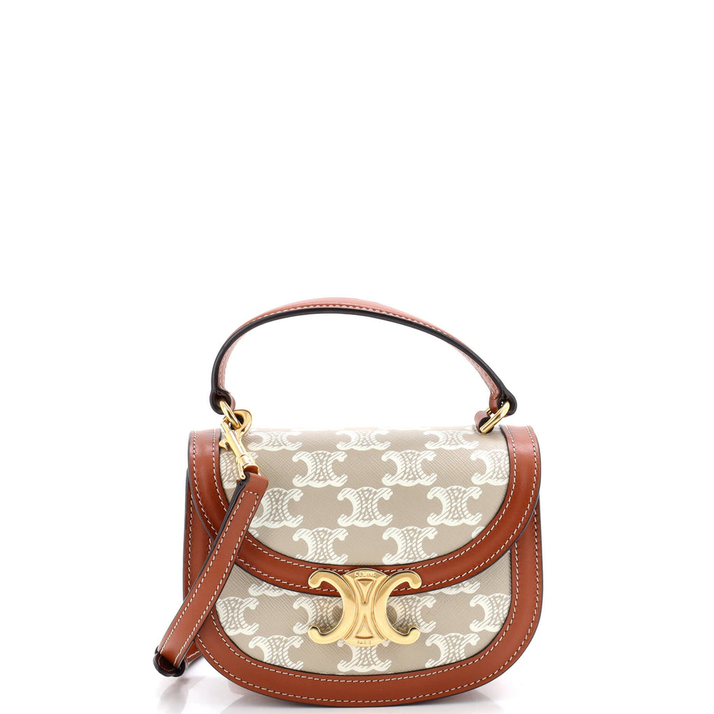 Triomphe Besace Clea Top Handle Flap Bag Triomphe Coated Canvas Mini