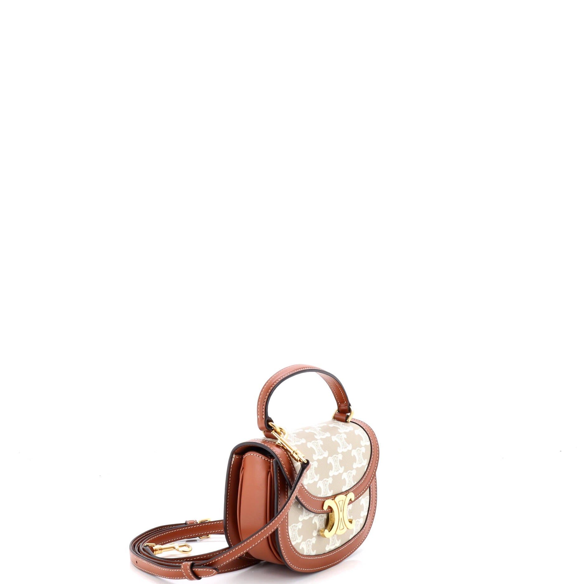 Triomphe Besace Clea Top Handle Flap Bag Triomphe Coated Canvas Mini