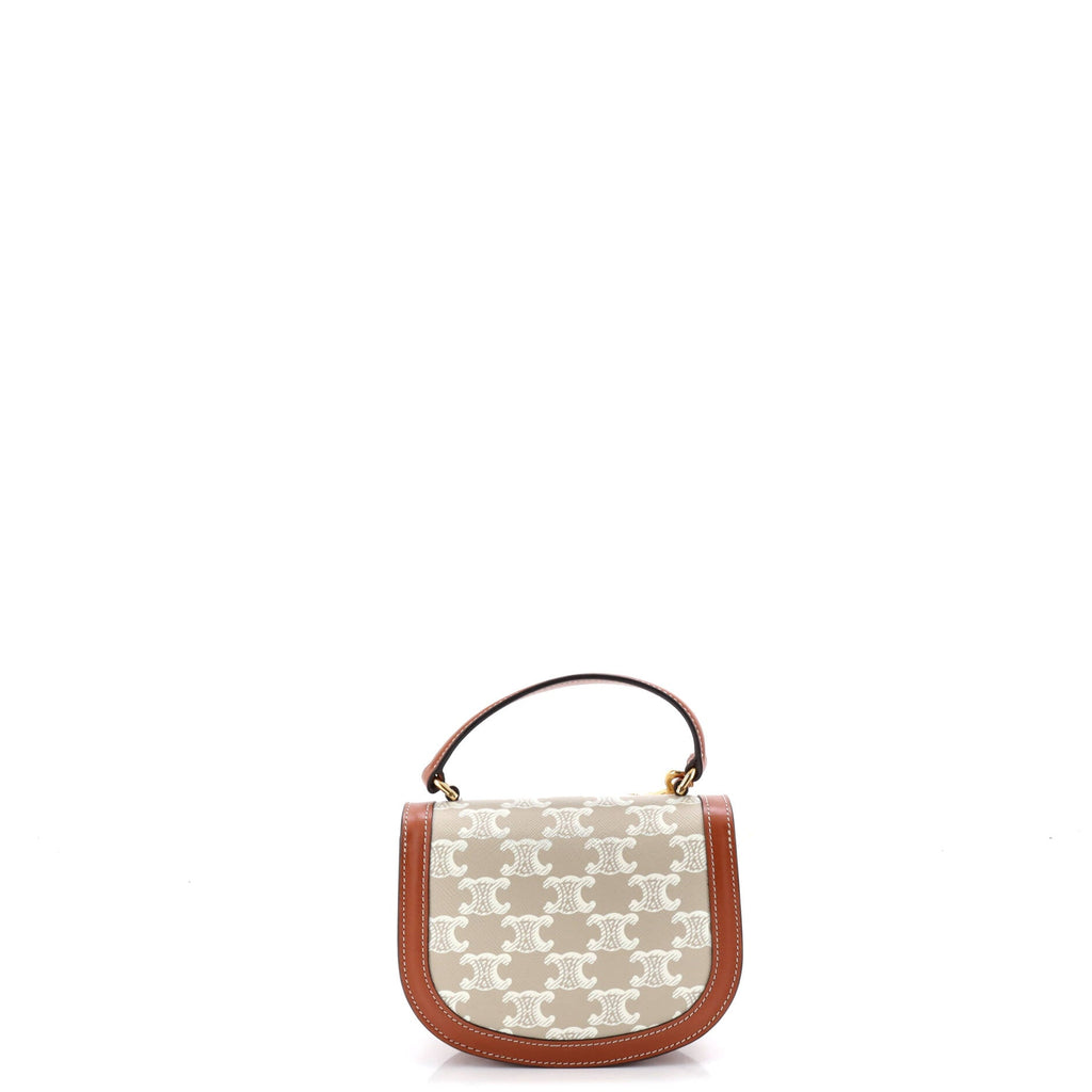 Triomphe Besace Clea Top Handle Flap Bag Triomphe Coated Canvas Mini