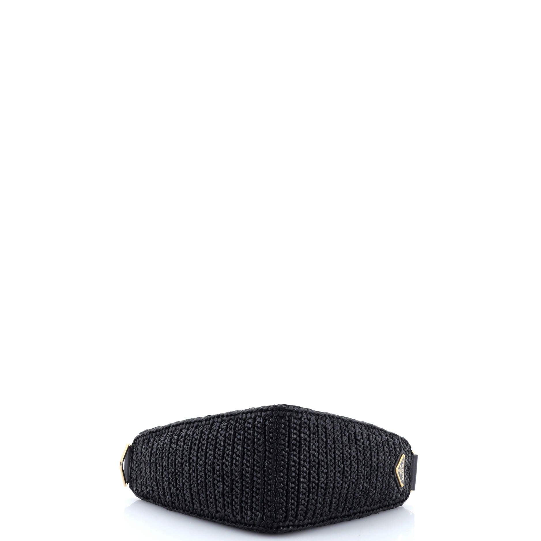 Triangle Logo Zip Crossbody Bag Crochet Raffia Small