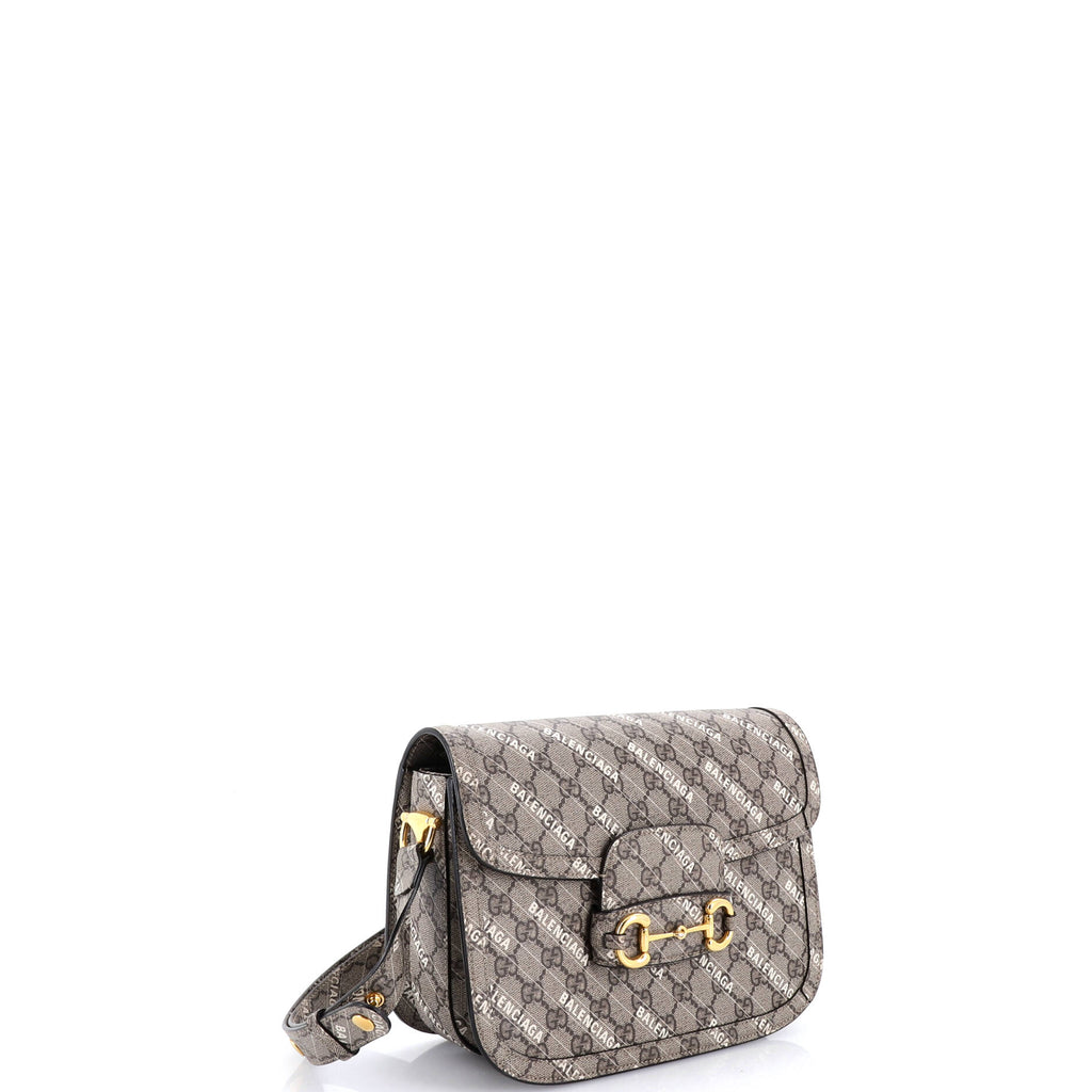 x Balenciaga The Hacker Project Horsebit 1955 Shoulder Bag GG Coated Canvas Small