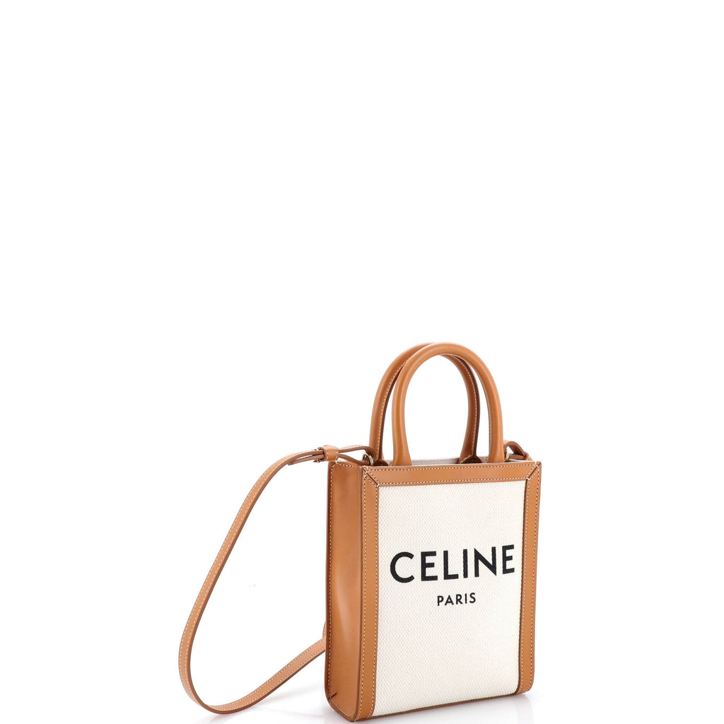Vertical Cabas Tote Canvas with Leather Mini