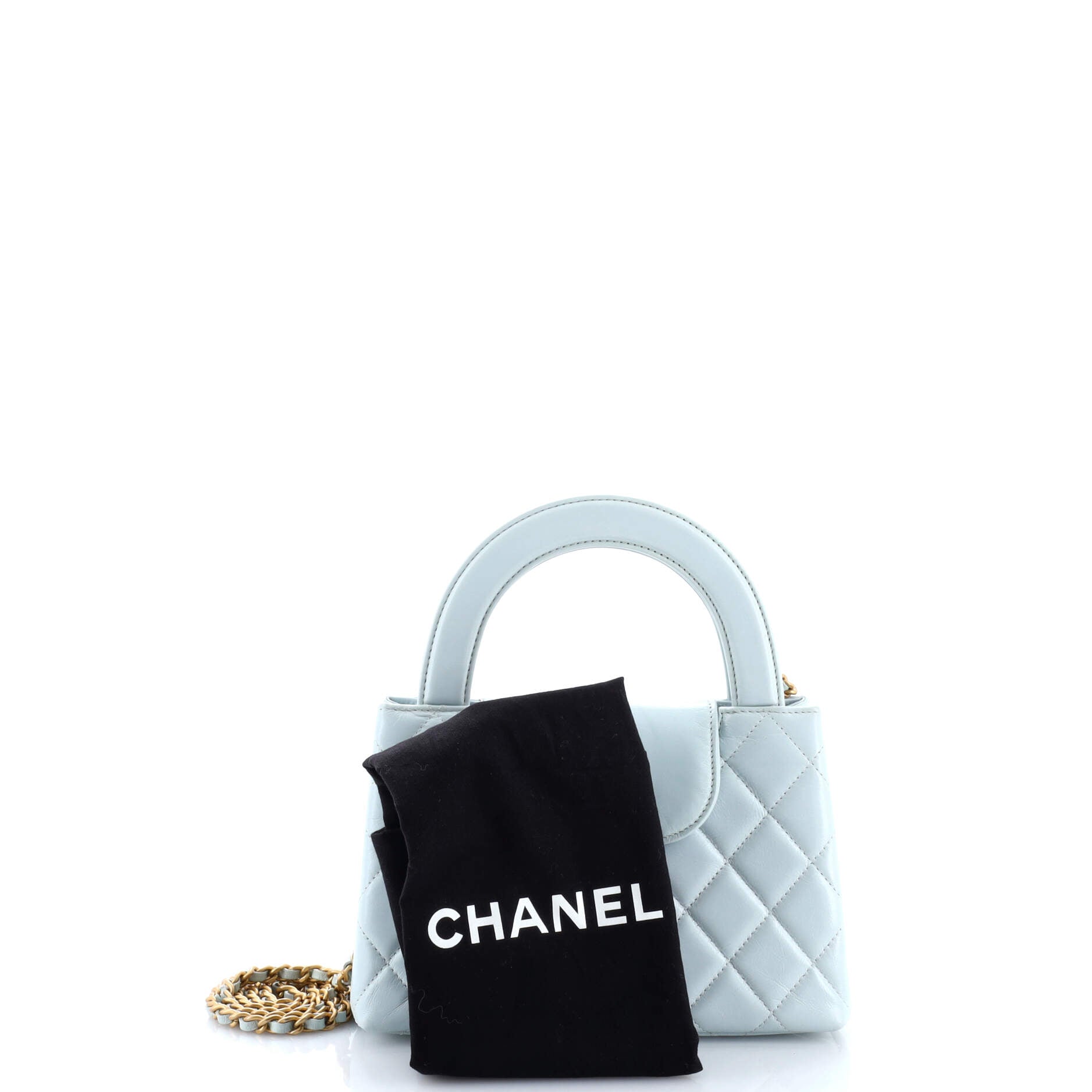 Kelly Top Handle Shopping Bag Quilted Shiny Aged Calfskin Mini