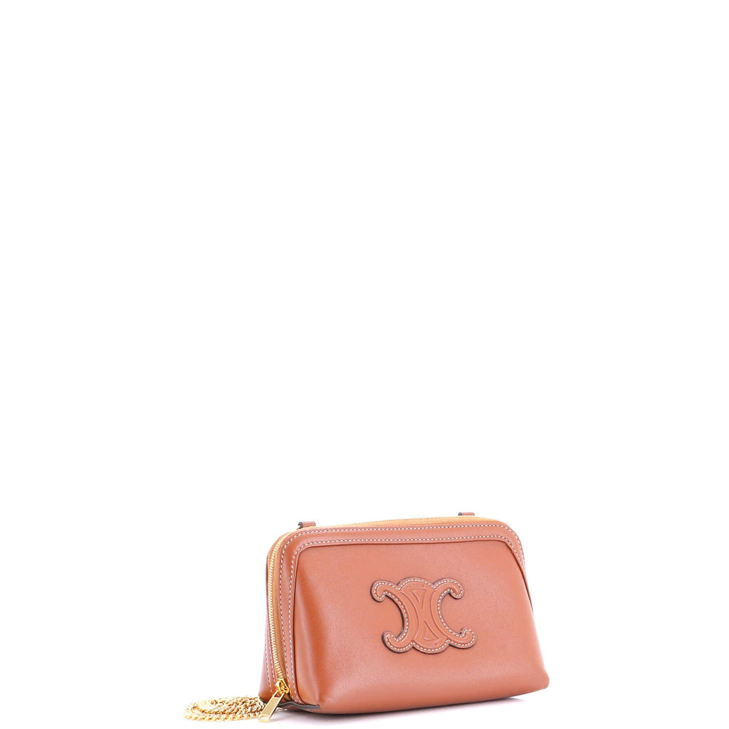 Cuir Triomphe Zip Around Chain Clutch Leather