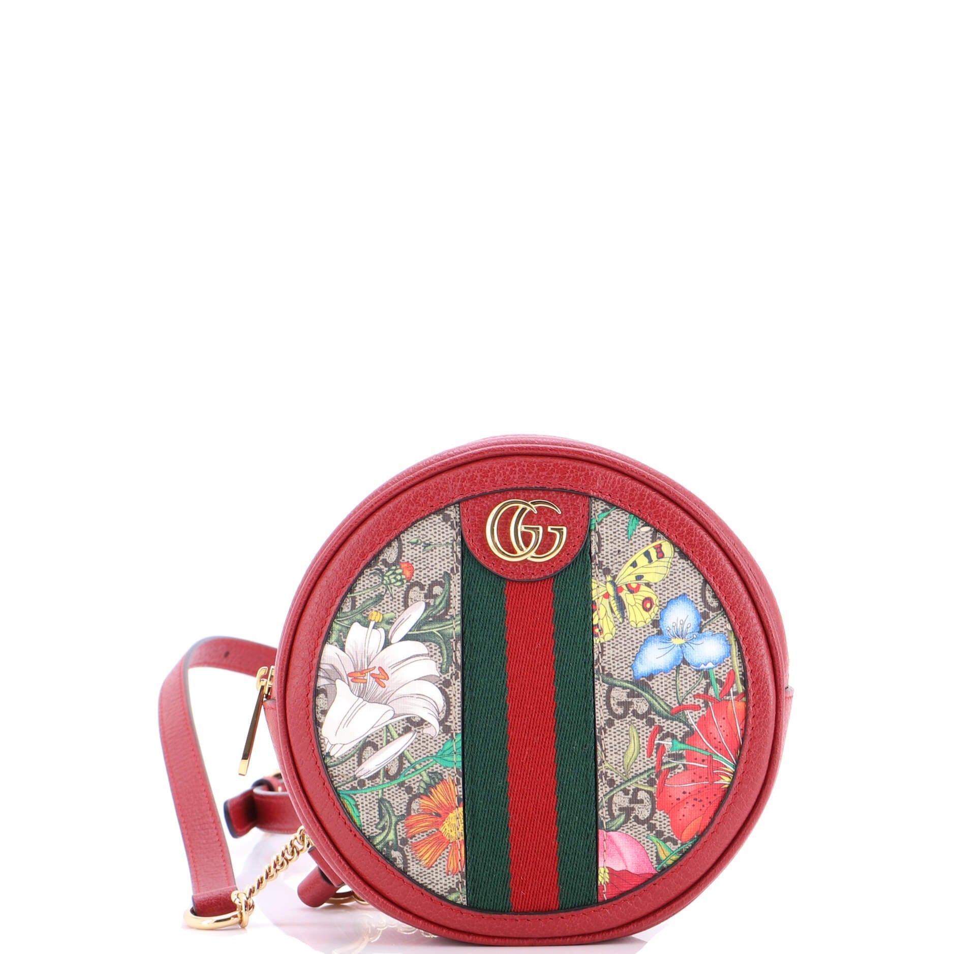 Ophidia Round Backpack Flora GG Coated Canvas Mini