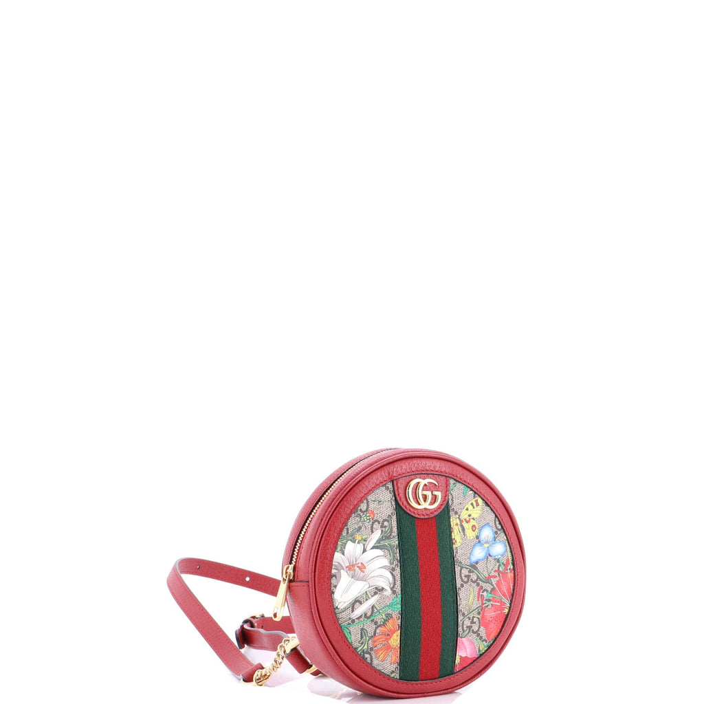 Ophidia Round Backpack Flora GG Coated Canvas Mini