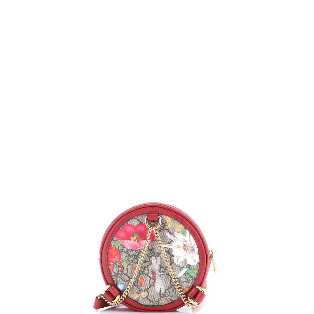 Ophidia Round Backpack Flora GG Coated Canvas Mini